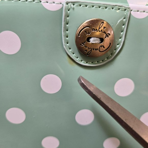 Darling London Matilda Bag Duck Egg Green White Polka Dot Bow Clutch Crossbody - Picture 4 of 16